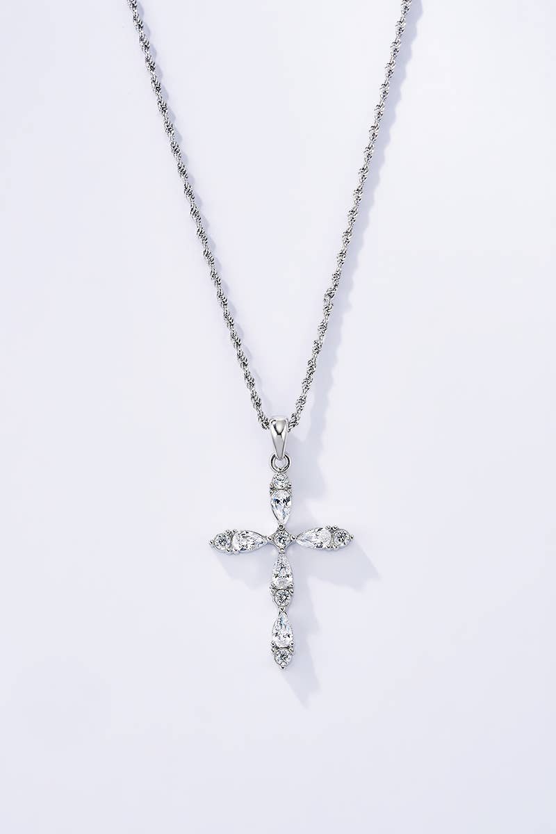 Collier croix scintillante en acier inoxydable GRACE