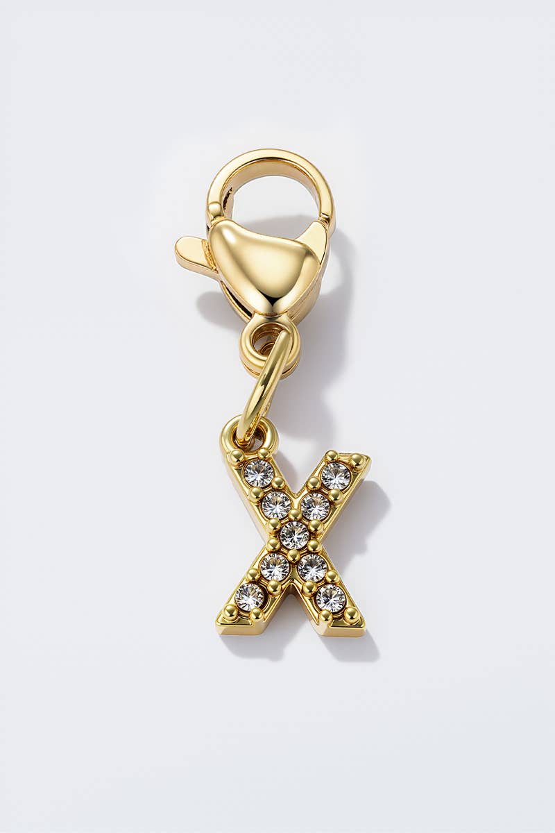Charm alphabet scintillant en acier inoxydable
