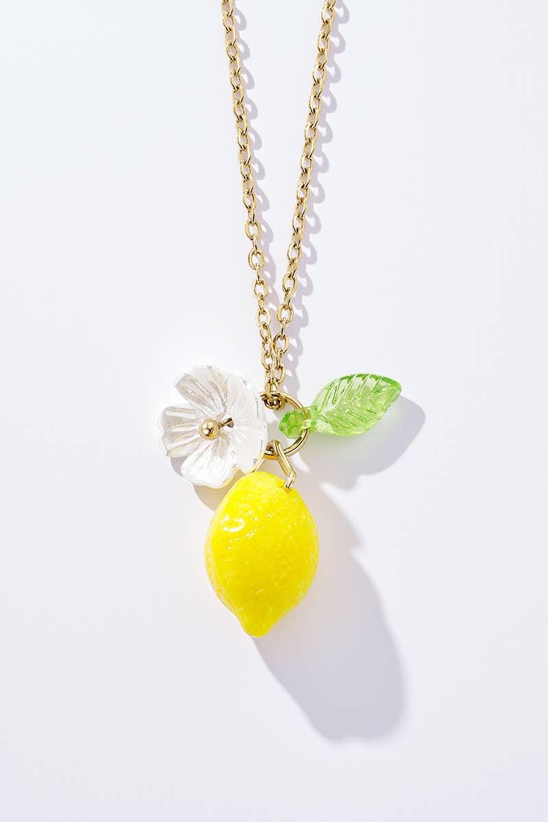 Collier Citron Fleuri en acier inoxydable NATALIE