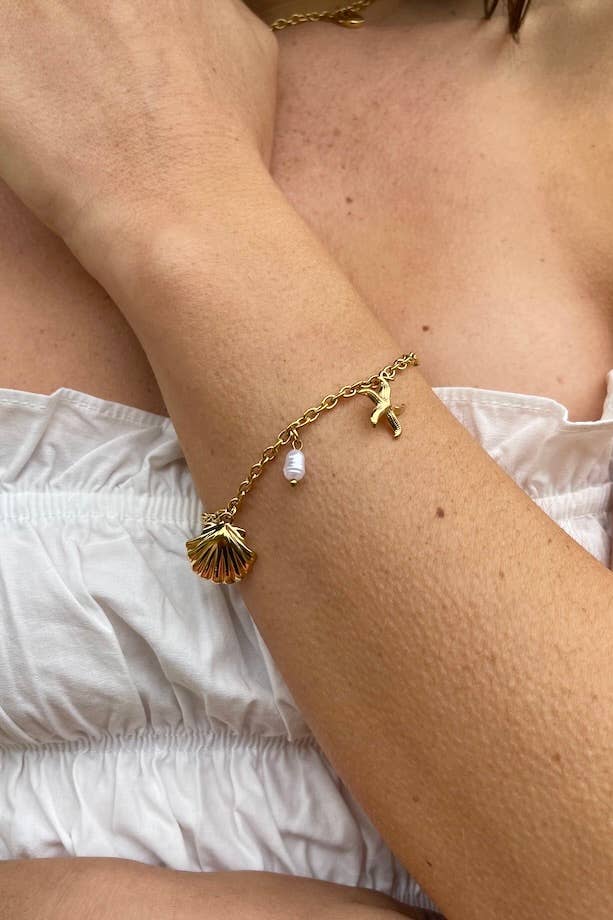 Bracelet coquillage doré en acier inoxydable REBECCA