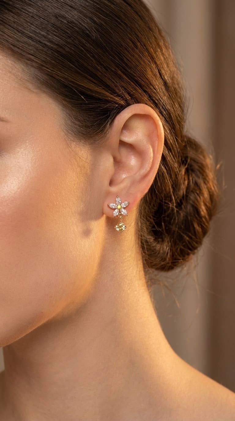 Boucles d'oreilles Fleur d’Éclat en acier inoxydable SOPHIA