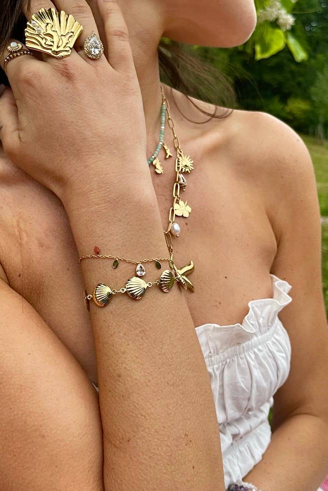 Bracelet coquillages en acier inoxydable EMILY