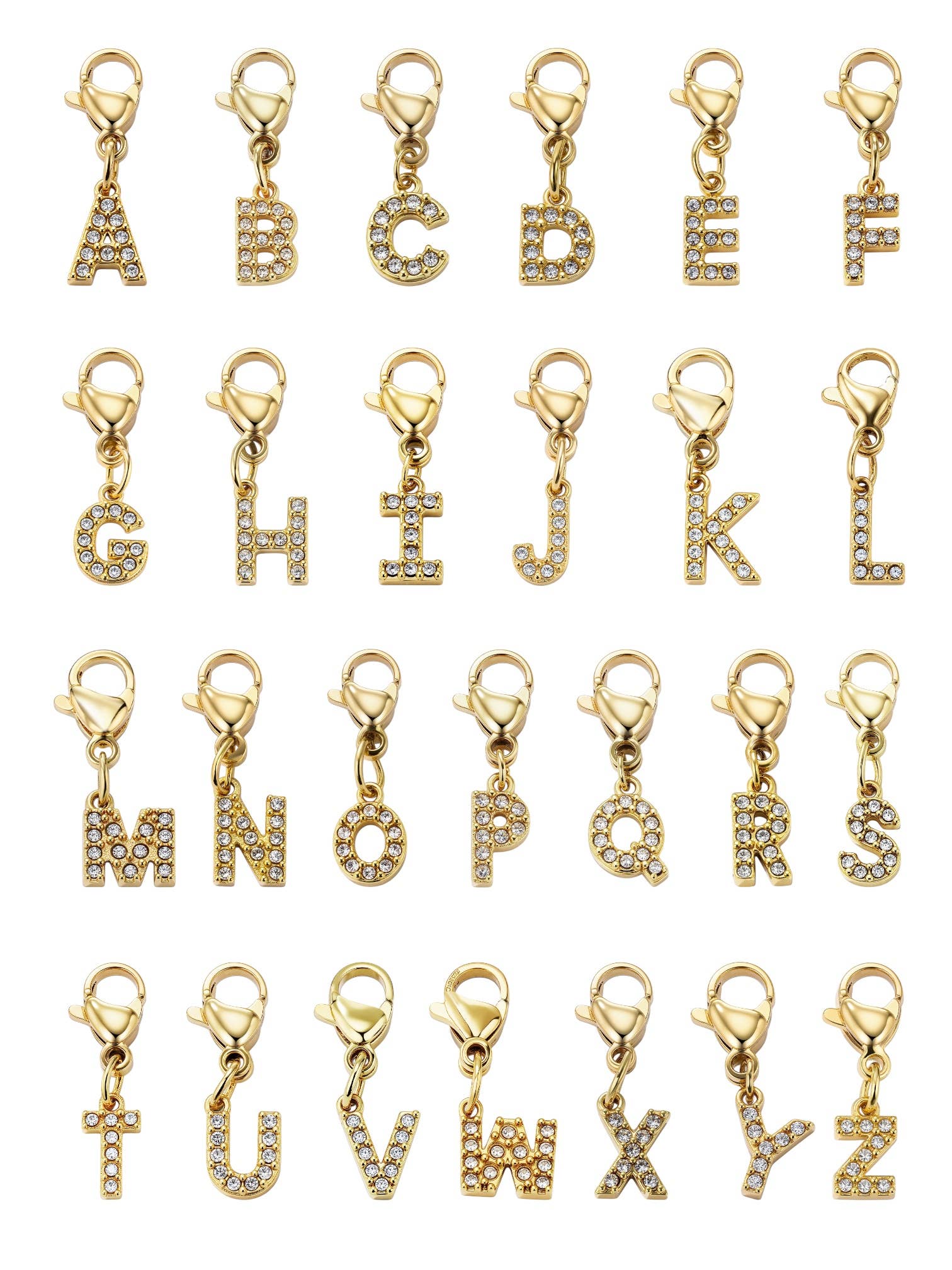 Charm alphabet scintillant en acier inoxydable