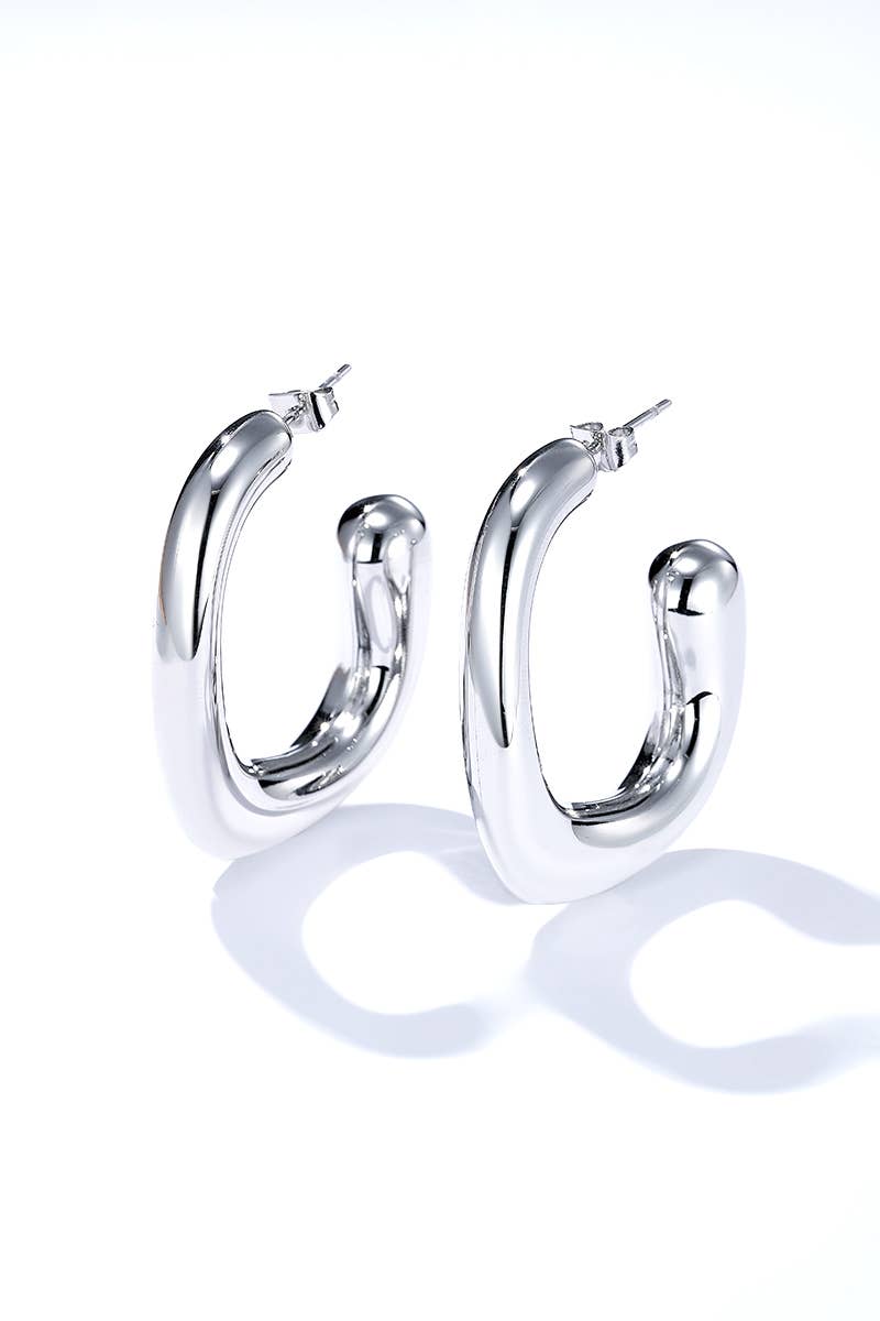 Boucles d'oreilles créoles intemporelles en acier inoxydable ASHLEY