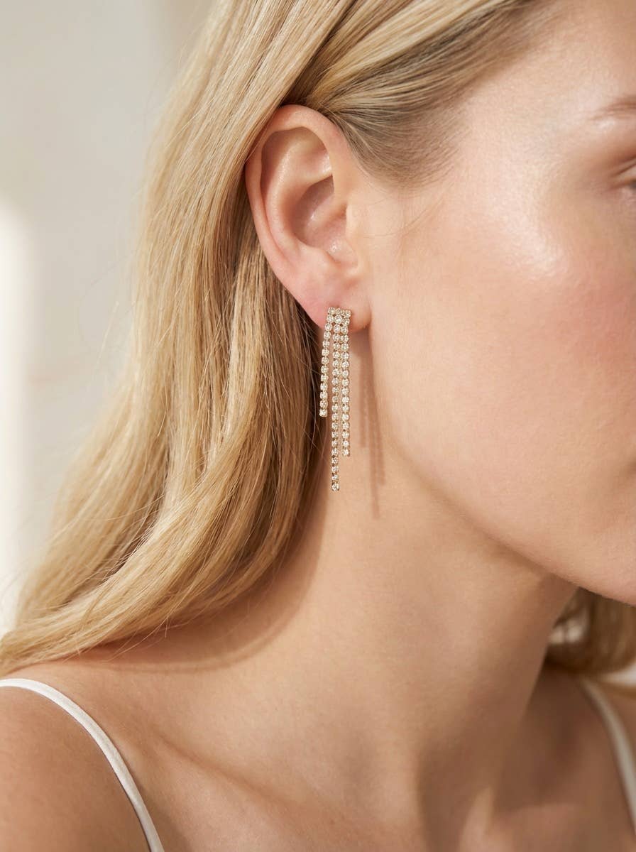 Boucles d'oreilles strassées en acier inoxydable EVELYN