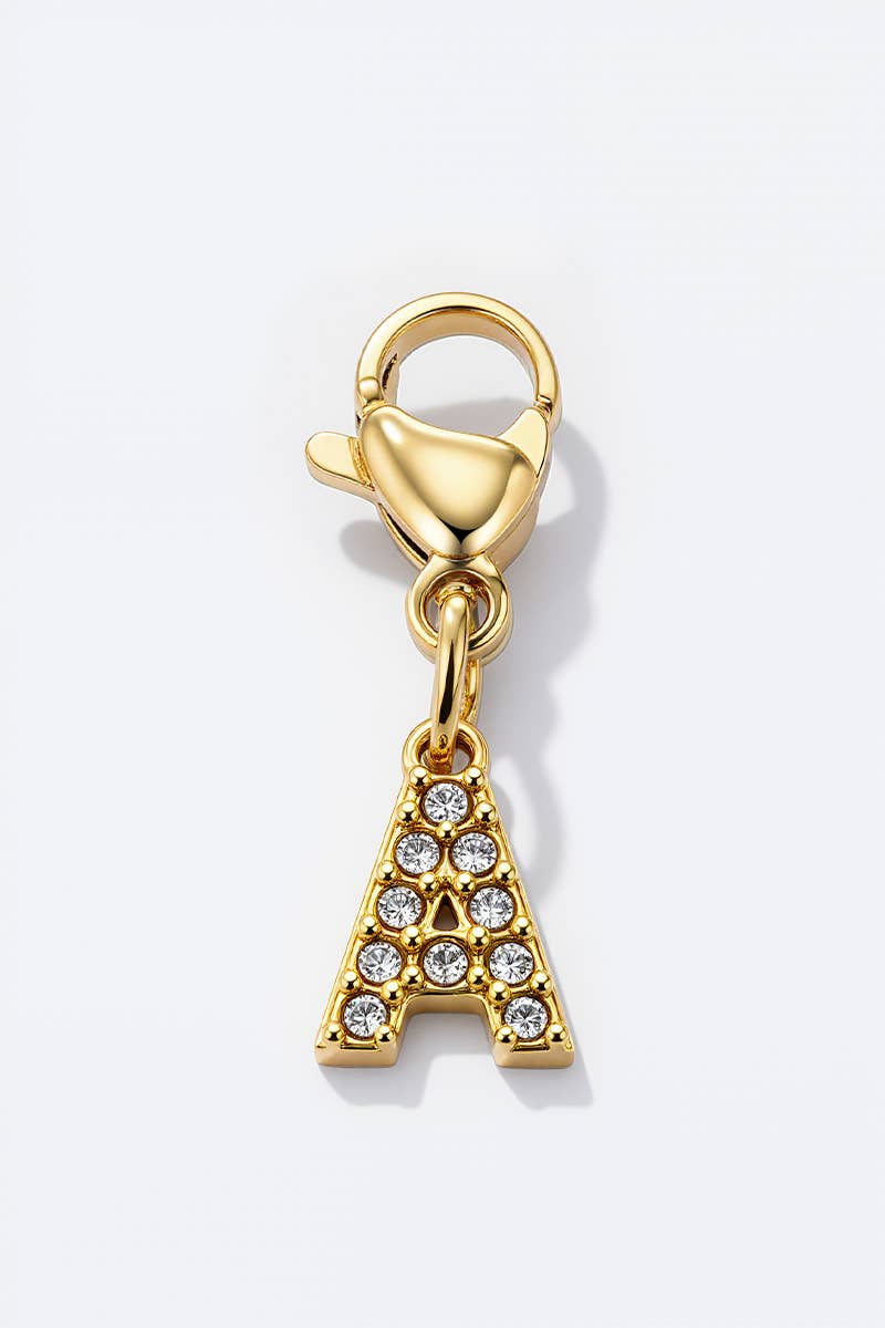 Charm alphabet scintillant en acier inoxydable