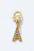 Charm alphabet scintillant en acier inoxydable