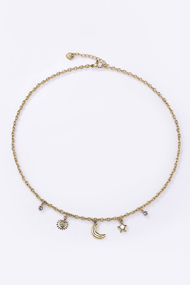 Collier breloques célestes en acier inoxydable NOÉMIE