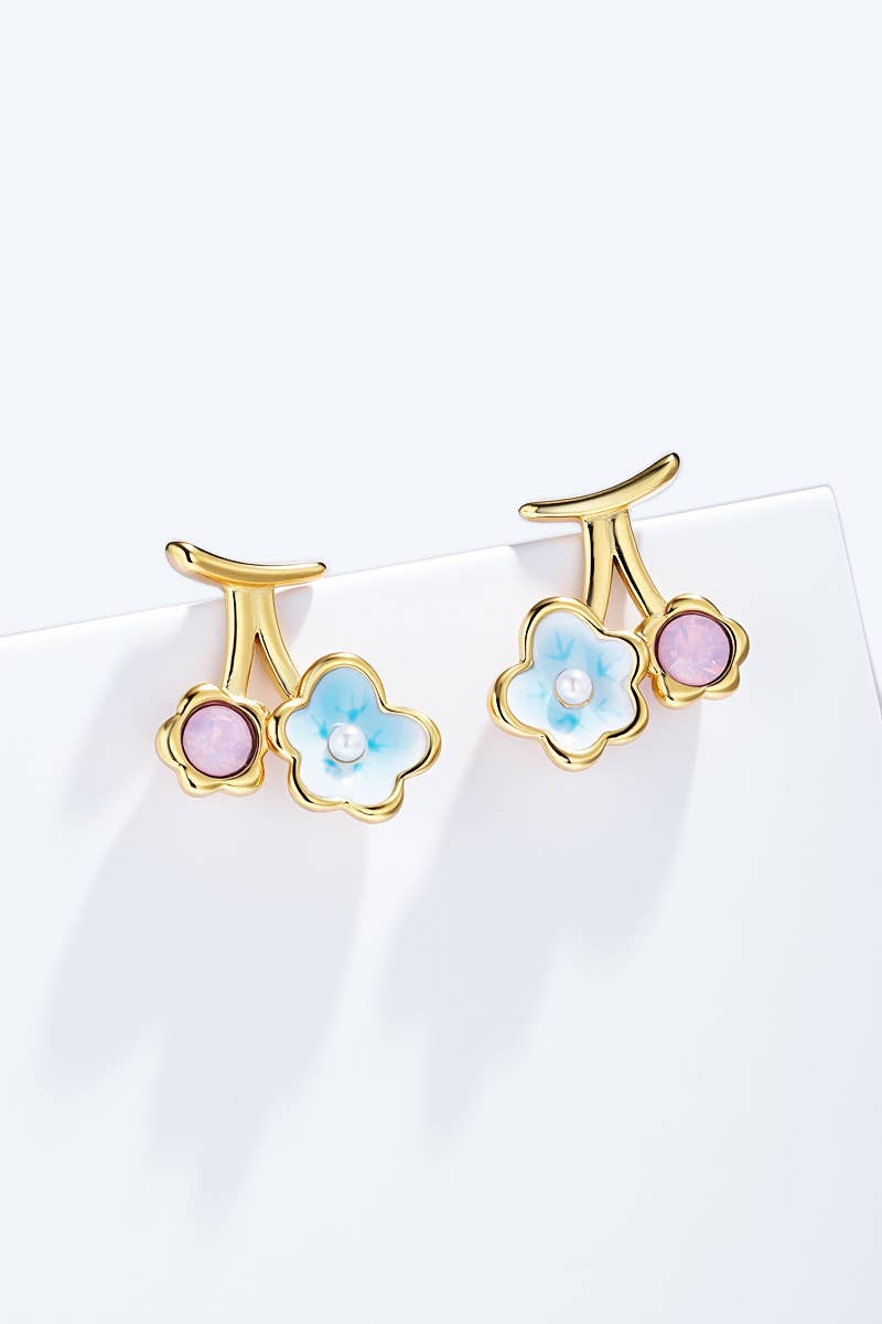 Boucles d'oreilles Fleur de Cerisier en acier inoxydable CHARLOTTE
