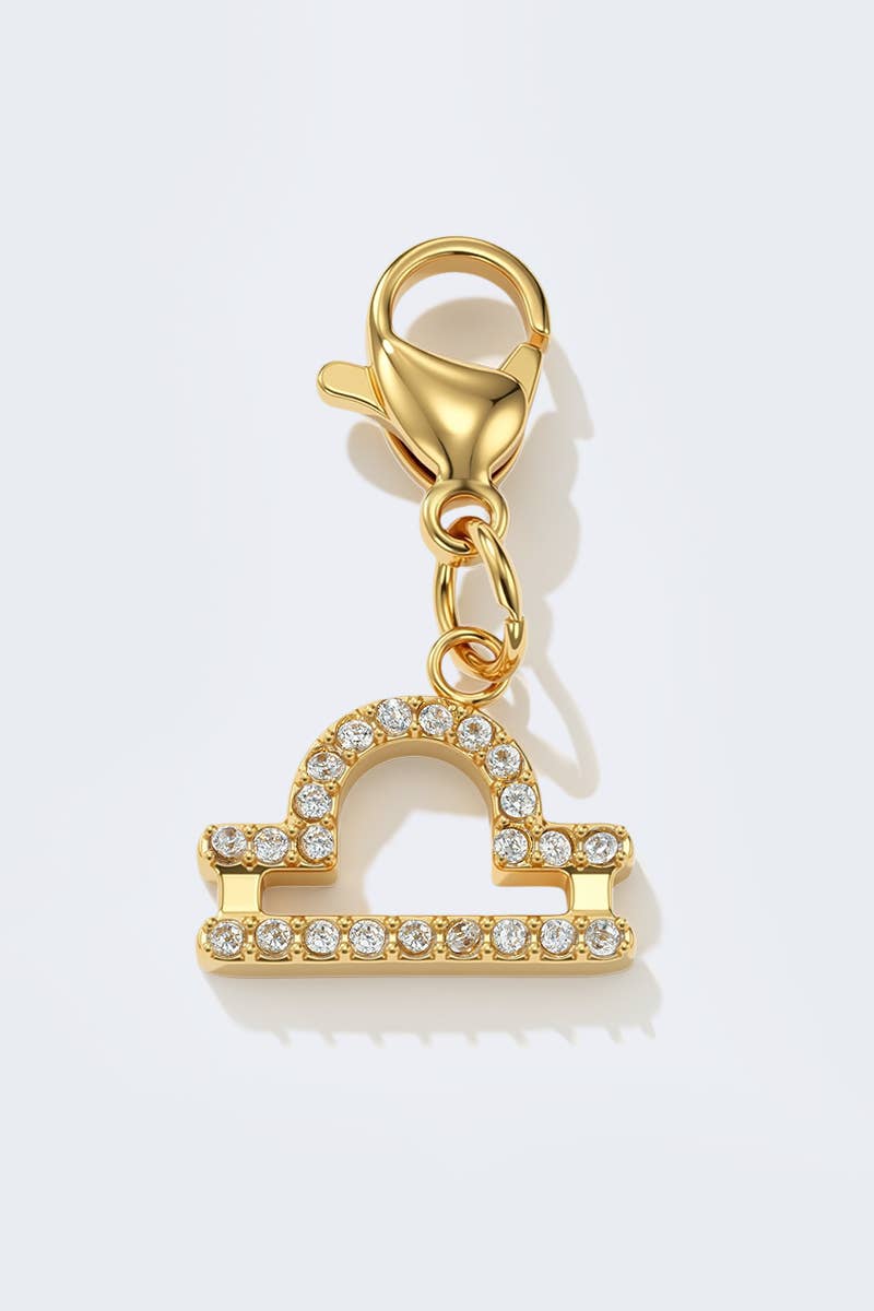 Charm signe du zodiaque scintillant en acier inoxydable