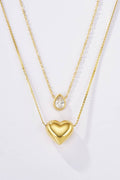 Collier double cœur et goutte scintillante en acier inoxydable RACHEL