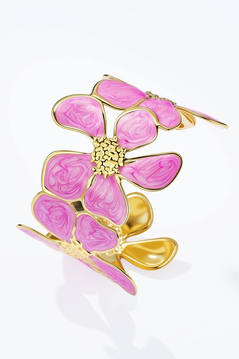 Bracelet jonc fleur émaillée en acier inoxydable ALEXA