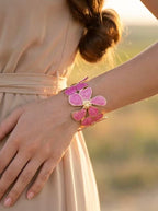 Bracelet jonc fleur émaillée en acier inoxydable ALEXA