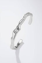 Bracelet jonc texturé avec cristal en acier inoxydable HARPER