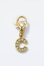 Charm alphabet scintillant en acier inoxydable