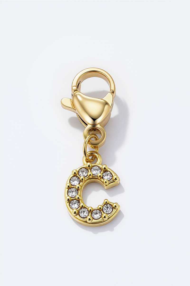 Charm alphabet scintillant en acier inoxydable