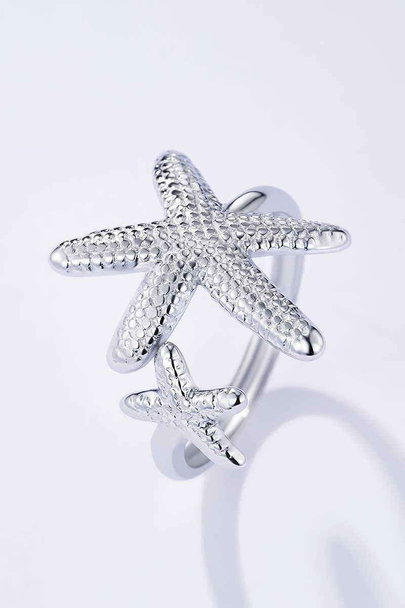 Bague double étoile de mer en acier inoxydable SOLÈNE