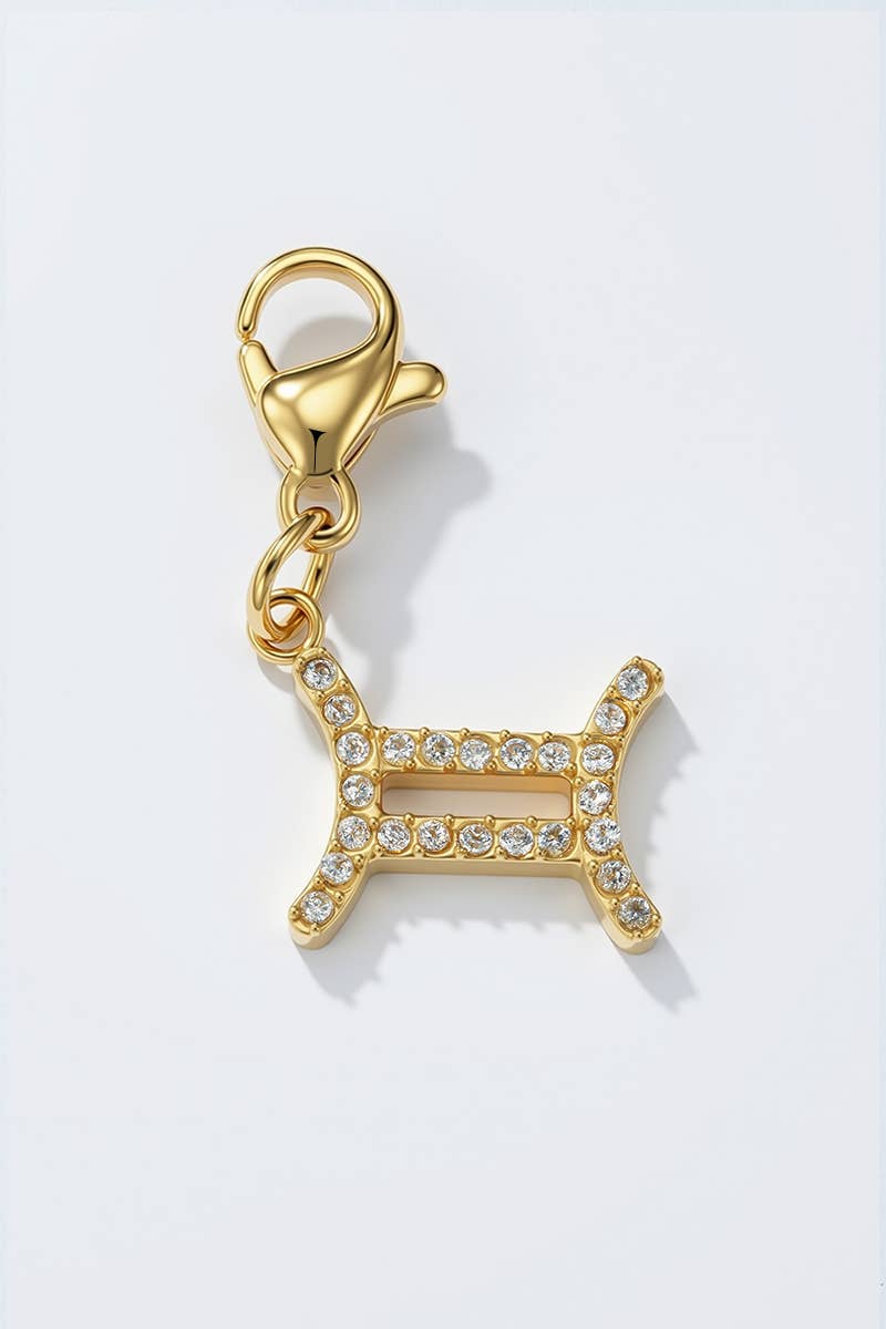 Charm signe du zodiaque scintillant en acier inoxydable