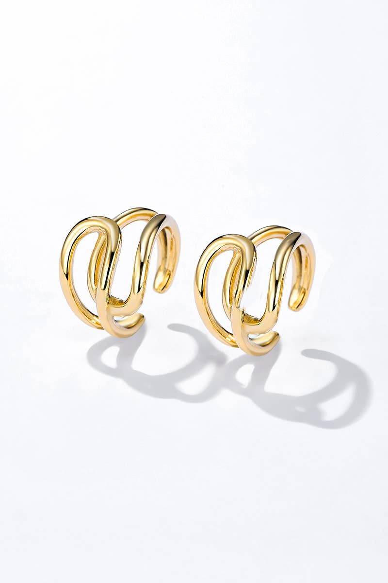 Boucles d'oreilles sans perçage ondulées entrelacées en acier inoxydable OLIVIA