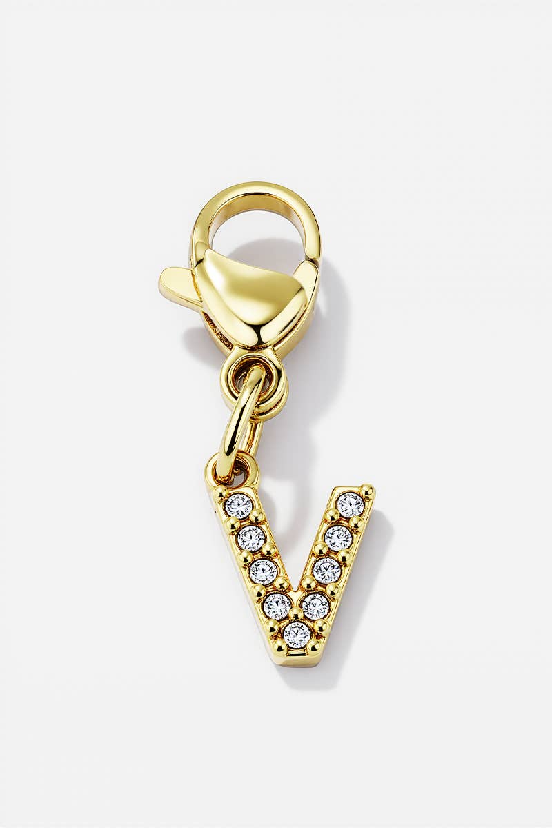 Charm alphabet scintillant en acier inoxydable