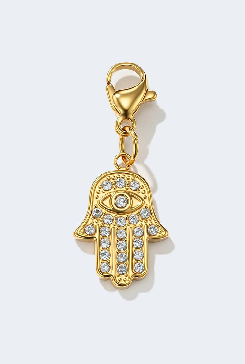 Charm breloque main protectrice pavée de strass en acier inoxydable AURÉLIE
