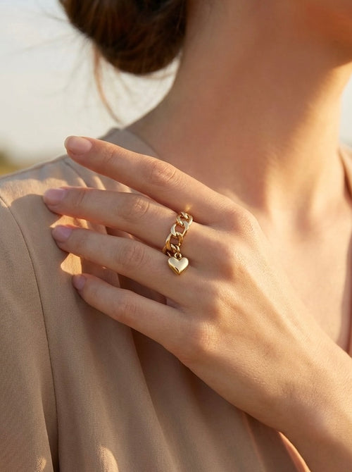 Bague à charm cœur en acier inoxydable DAISY