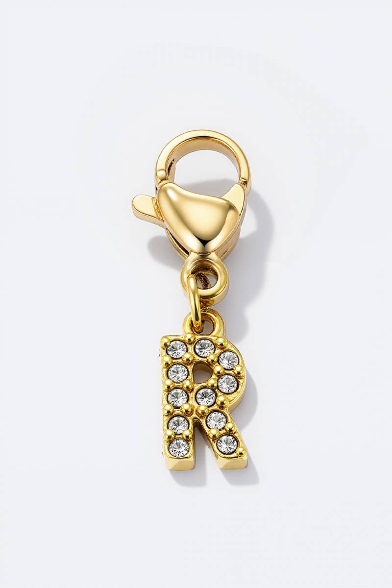 Charm alphabet scintillant en acier inoxydable