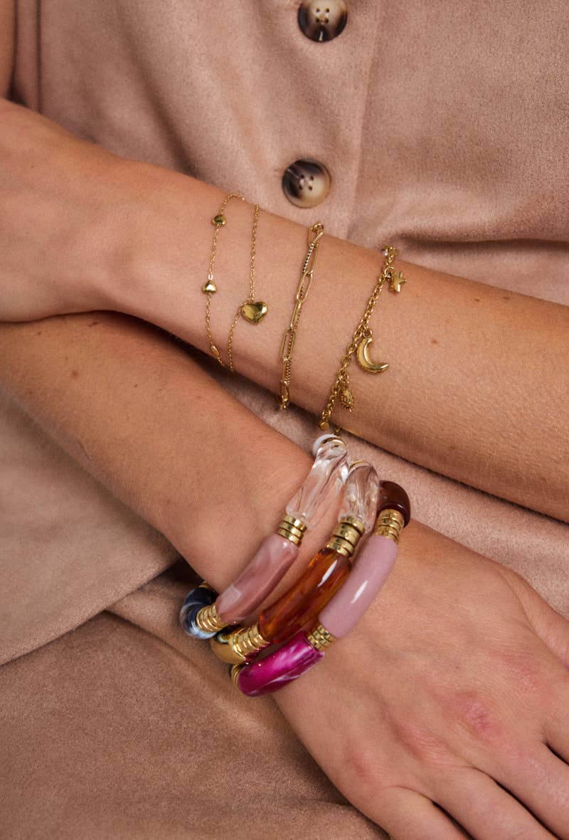 Bracelet breloques lune étoile et soleil en acier inoxydable MILA