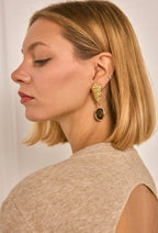 Boucles d'oreilles ovales marbrées texturées en acier inoxydable CLARA
