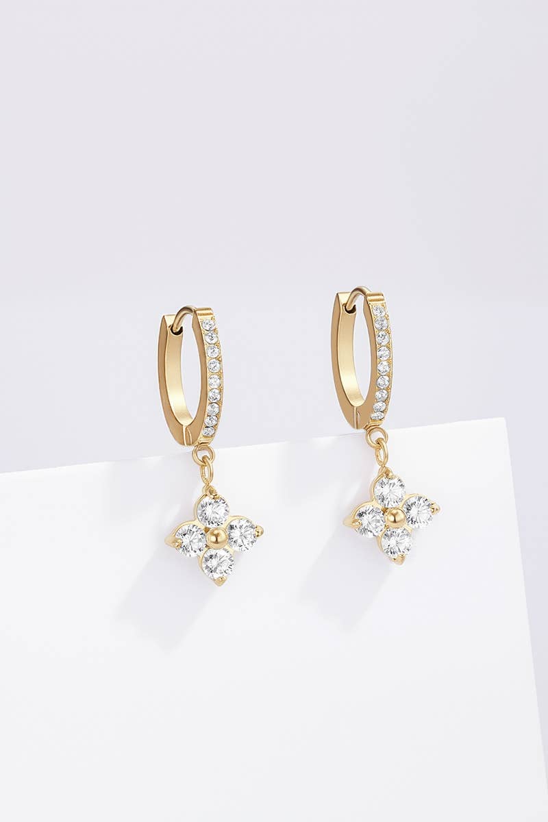 Boucles d'oreilles Fleur lumineuse en acier inoxydable ASHLEY