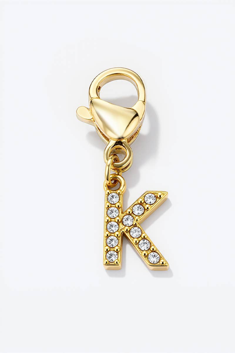 Charm alphabet scintillant en acier inoxydable