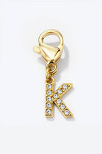 Charm alphabet scintillant en acier inoxydable