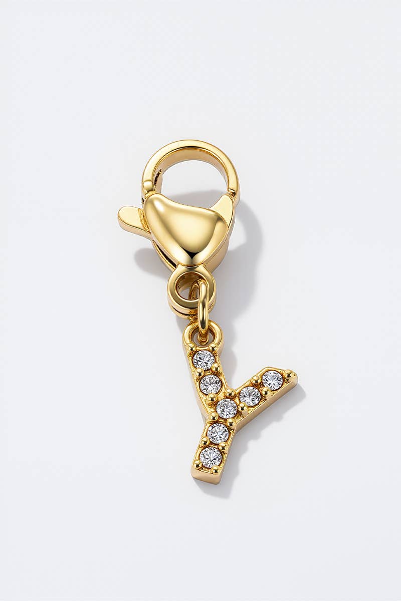 Charm alphabet scintillant en acier inoxydable