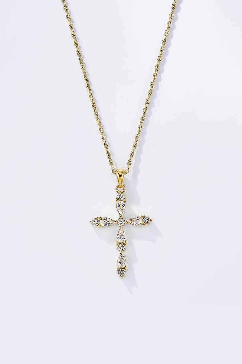 Collier croix scintillante en acier inoxydable GRACE