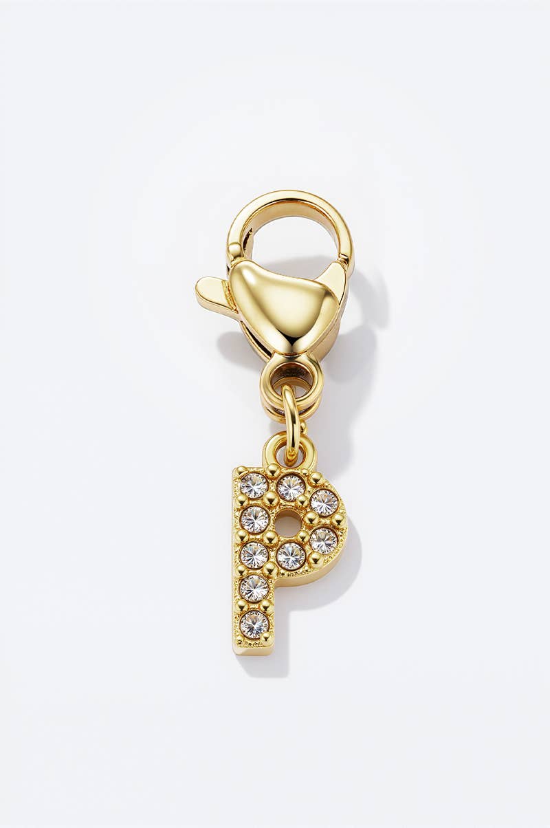 Charm alphabet scintillant en acier inoxydable