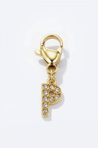 Charm alphabet scintillant en acier inoxydable