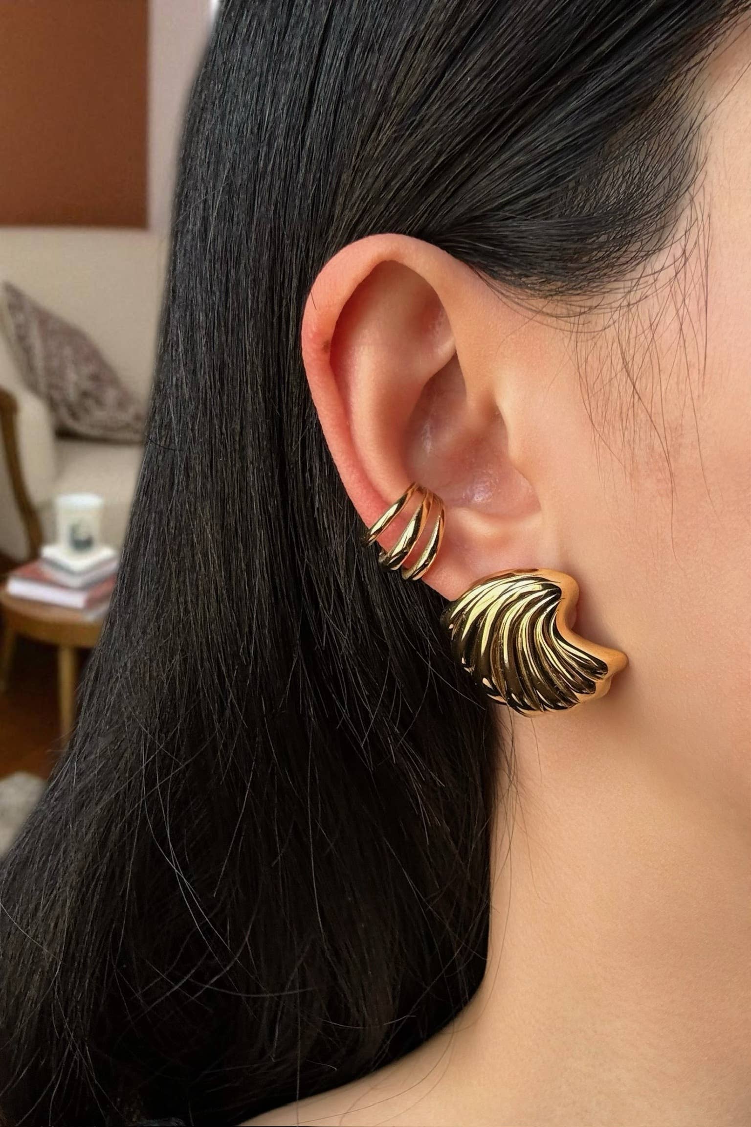 Boucles d'oreilles Coquillage Doré en acier inoxydable AURÉLIE