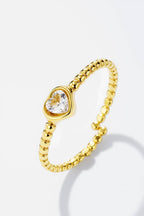 Bague perlée avec cœur scintillant en acier inoxydable HANNAH