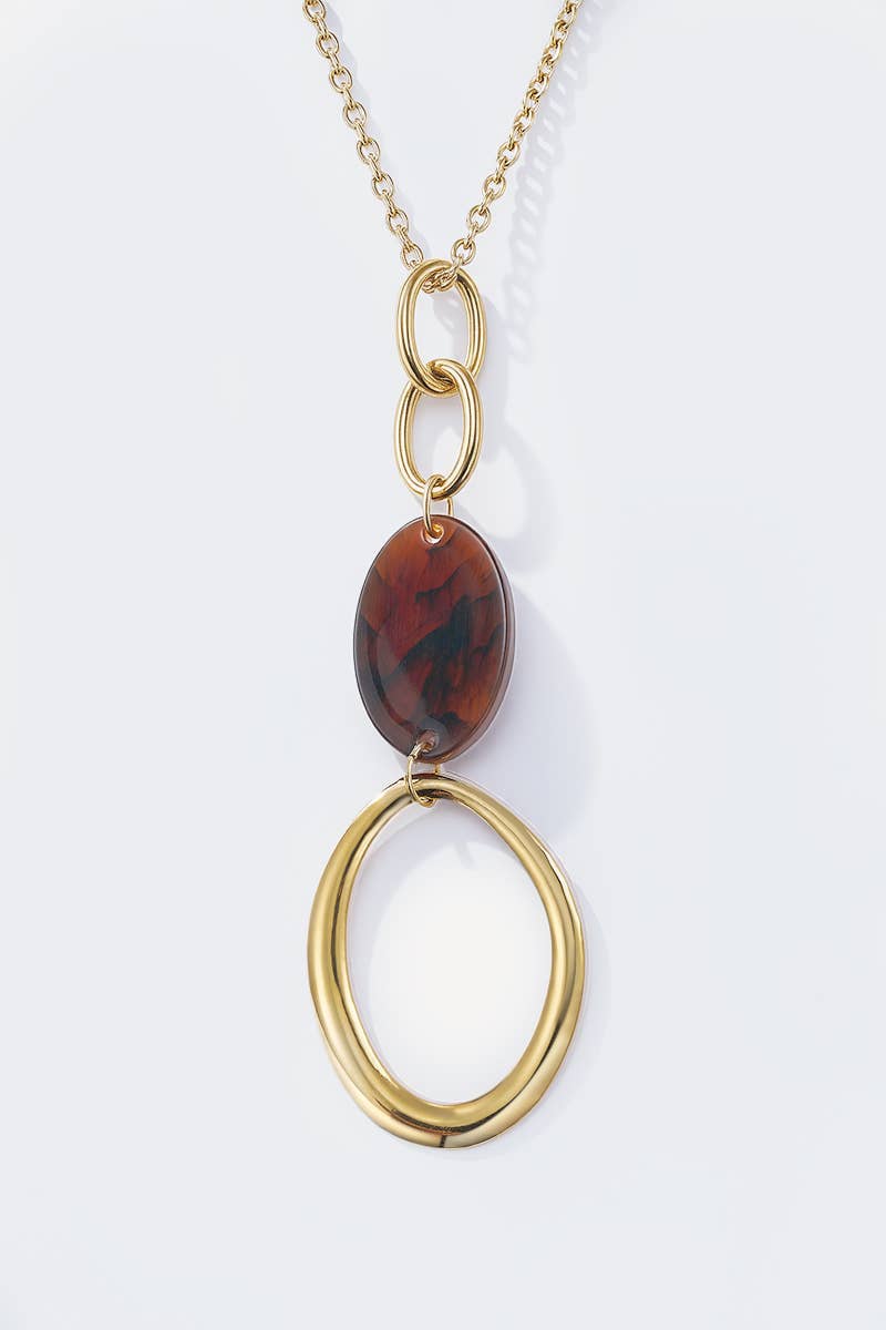 Collier anneau ovale et maillons entrelacés en acier inoxydable SOPHIE