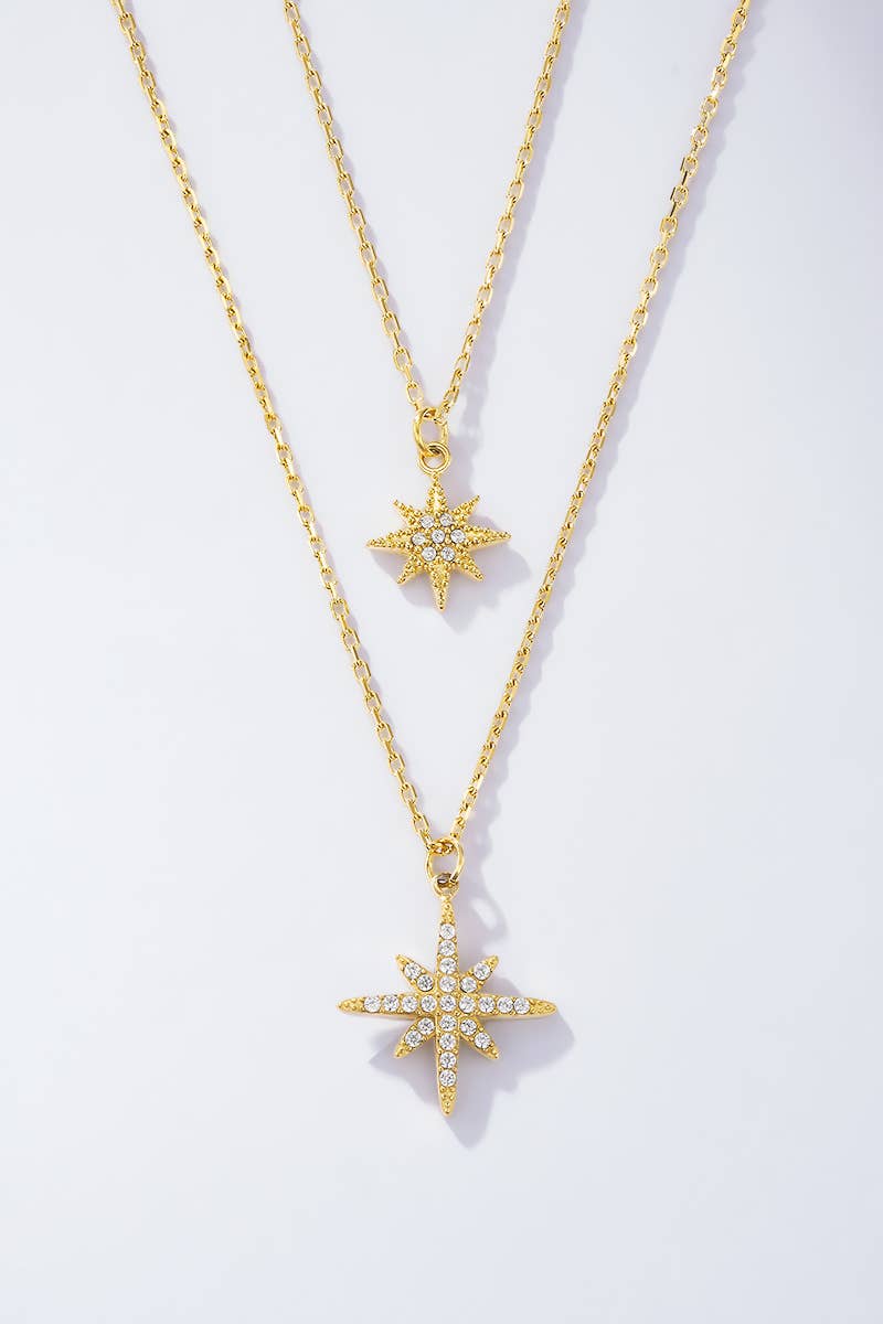 Collier superposé étoiles lumineuses en acier inoxydable JUSTINE