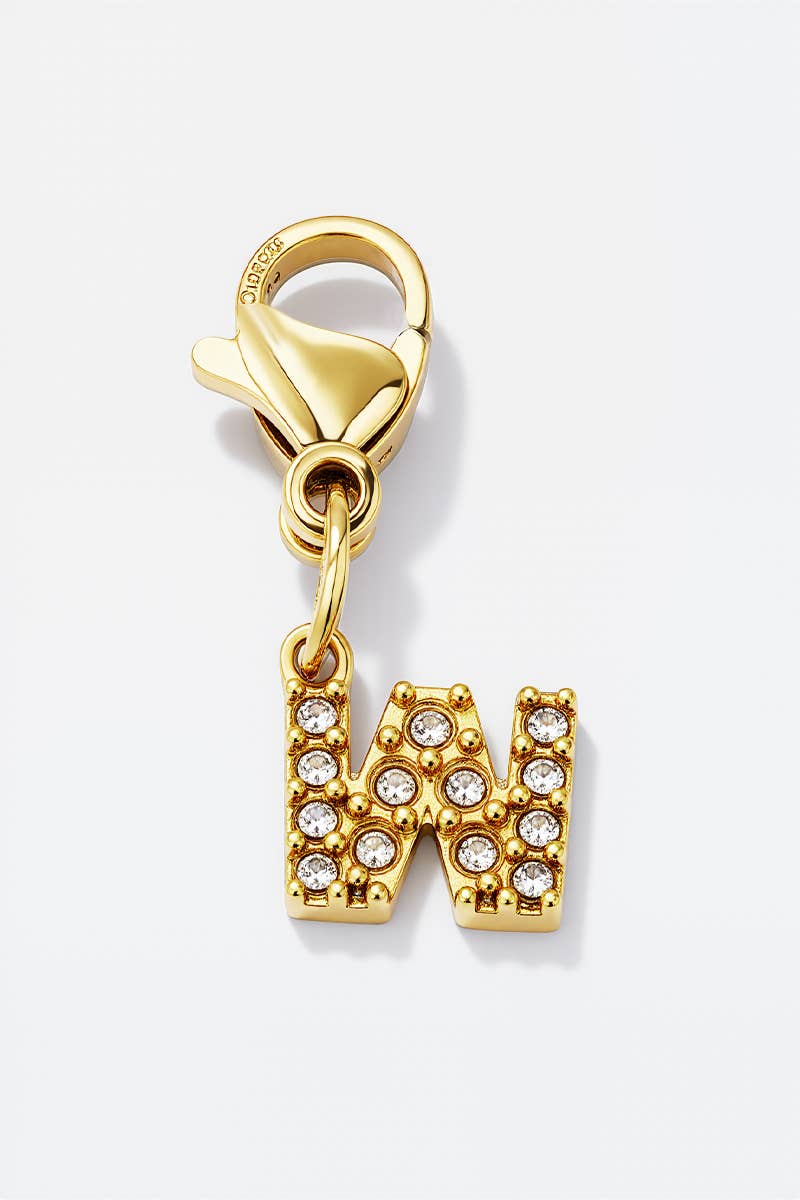 Charm alphabet scintillant en acier inoxydable