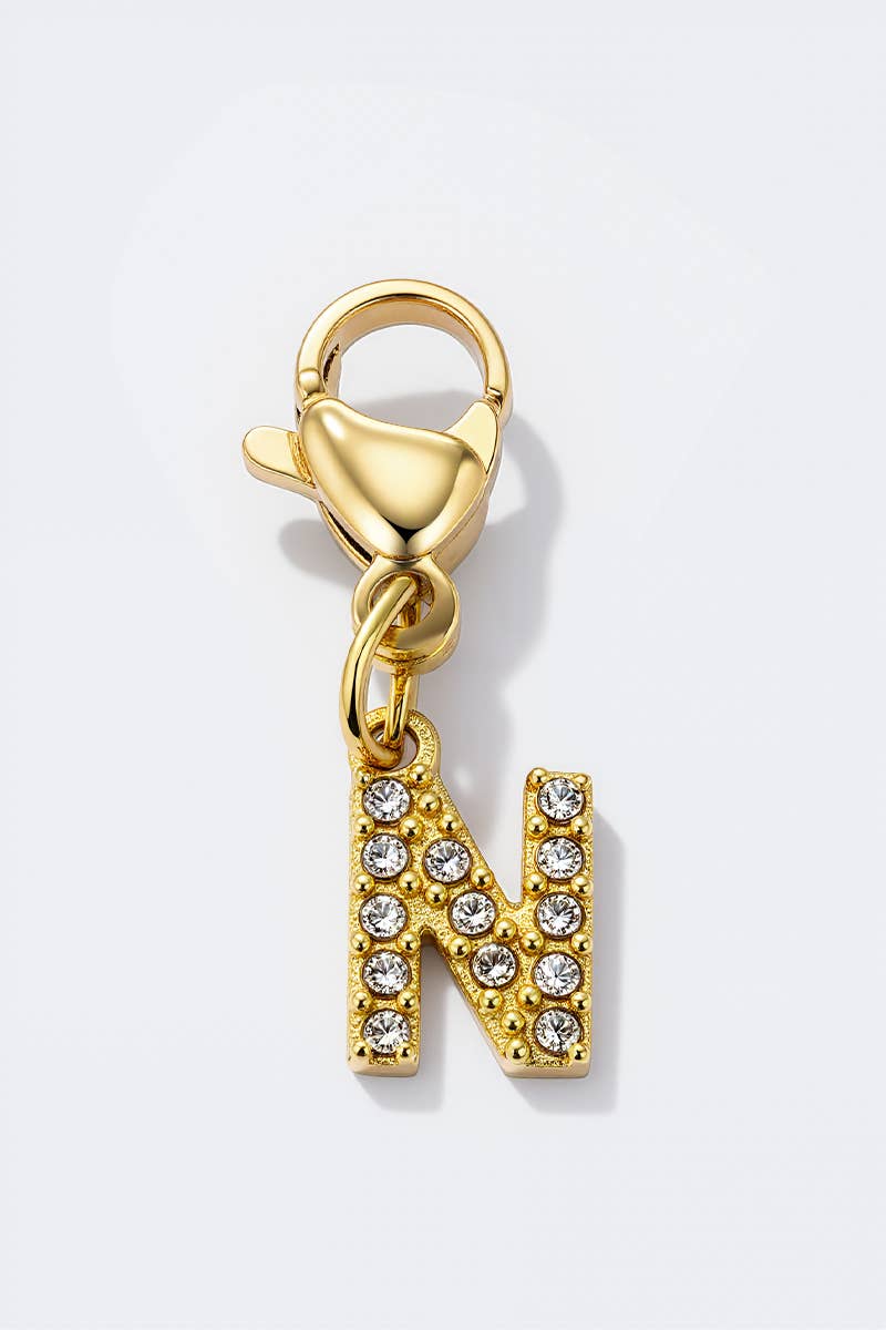 Charm alphabet scintillant en acier inoxydable