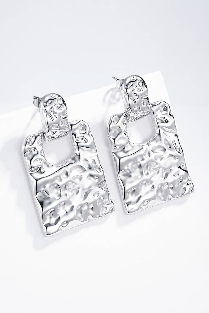 Boucles d'oreilles Carrés Sculptés en acier inoxydable AMÉLIE