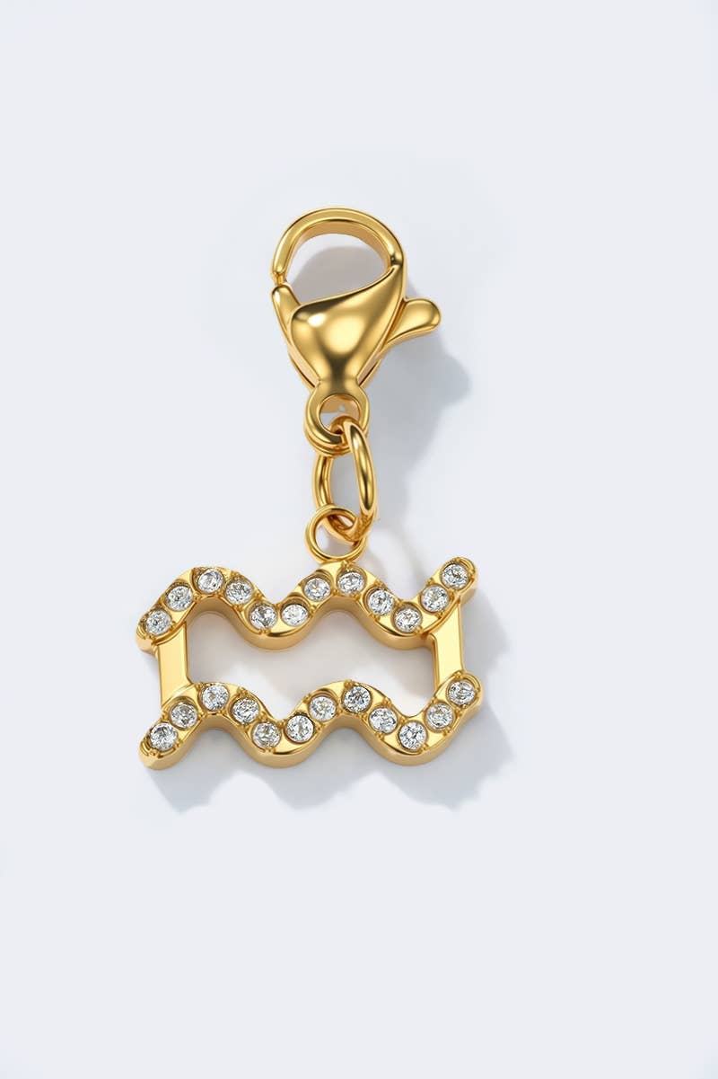Charm signe du zodiaque scintillant en acier inoxydable