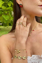 Bracelet cerises et cristaux en acier inoxydable ÉLISE