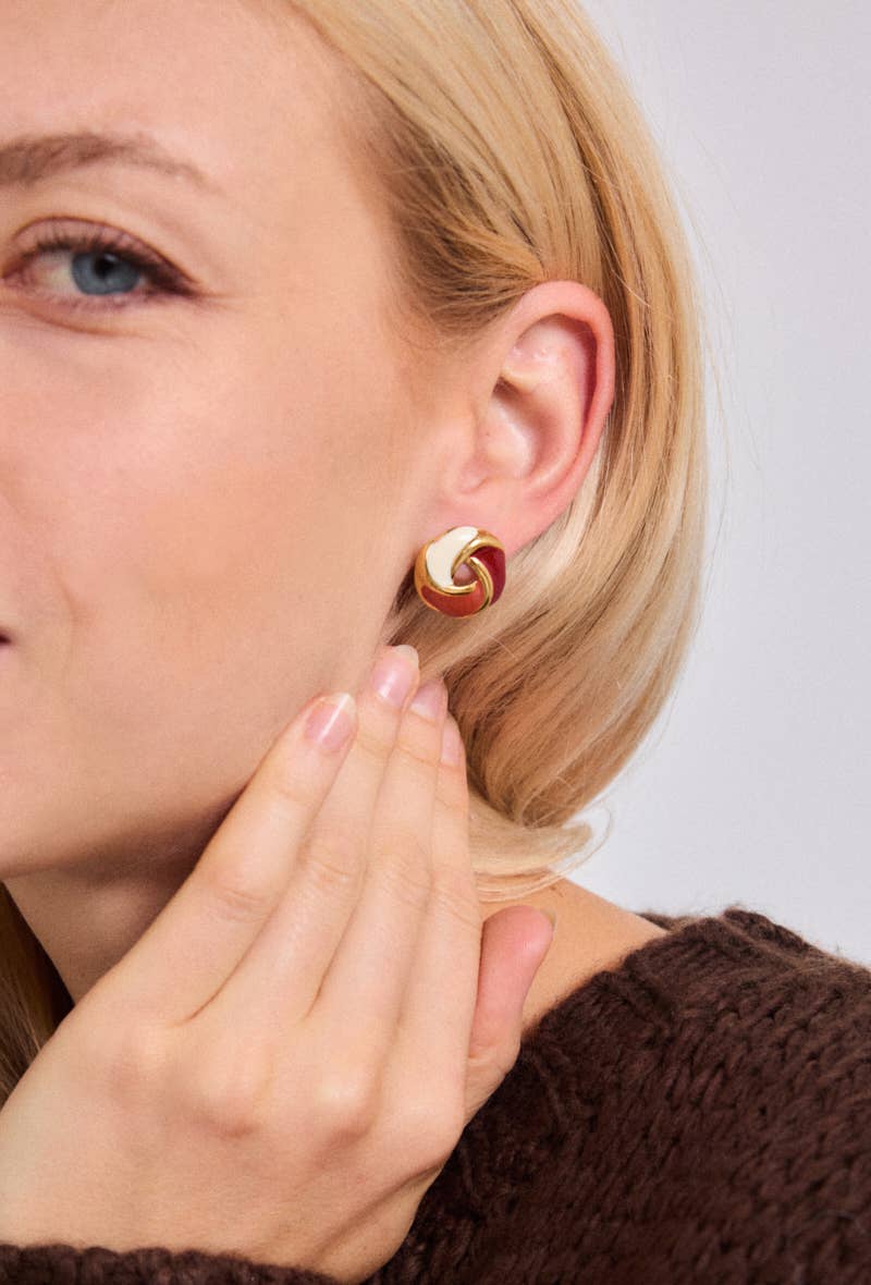 Boucles d'oreilles entrelacées émaillées en acier inoxydable BROOKE