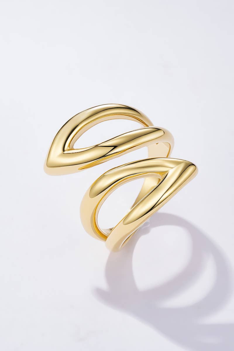 Bague ouverte formes entrelacées en acier inoxydable AURÉLIE