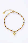 Bracelet perles naturelles dorées en acier inoxydable IRIS