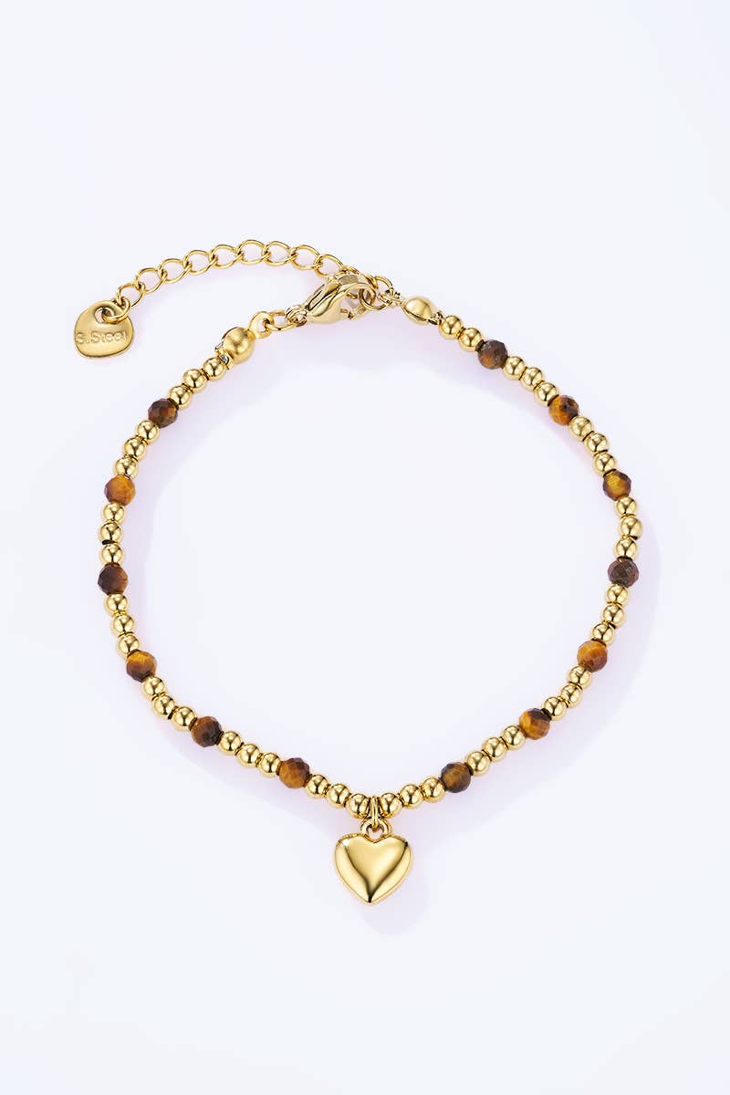 Bracelet perles naturelles dorées en acier inoxydable IRIS