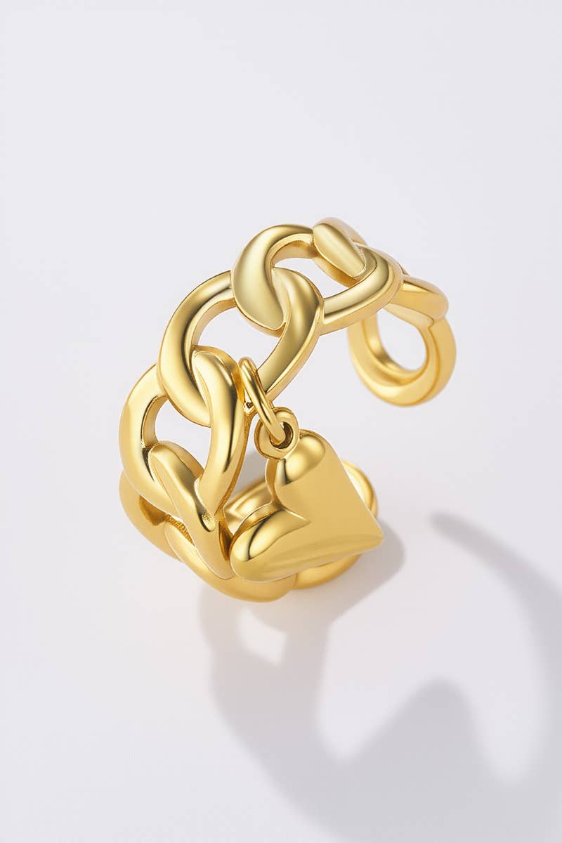 Bague à charm cœur en acier inoxydable DAISY